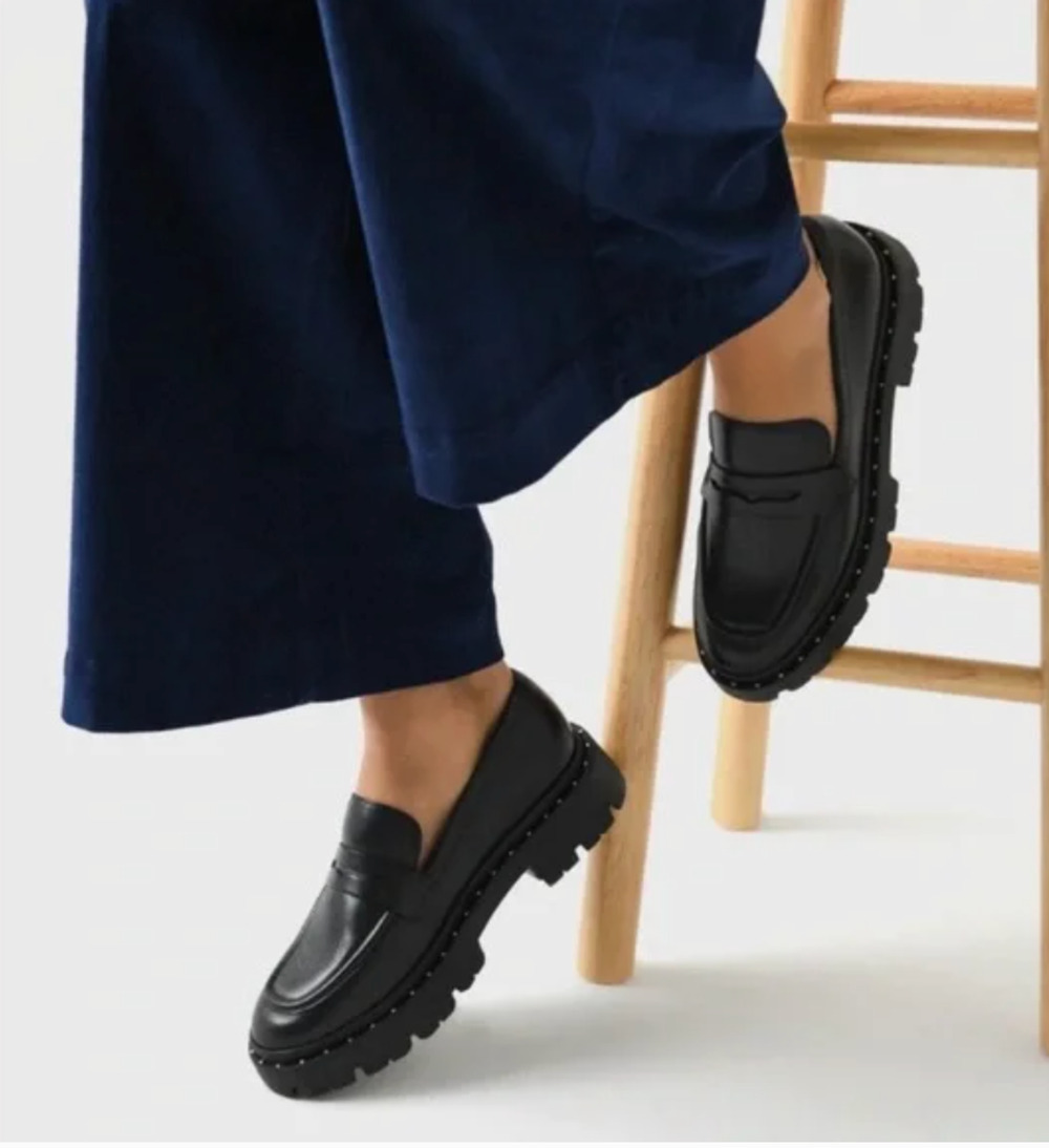 SCHUTZ New in Box Christie Studs Loafer in Black Leather // 9.5